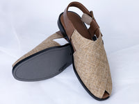 Beige Jute Peshawari Chappal - AL-MFW-FB-161