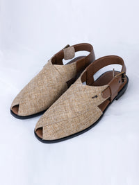 Beige Jute Peshawari Chappal - AL-MFW-FB-161