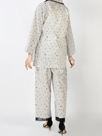 Black & White Cotton 2Pc Stitched Nightwear - AL-LKS-NW-1015