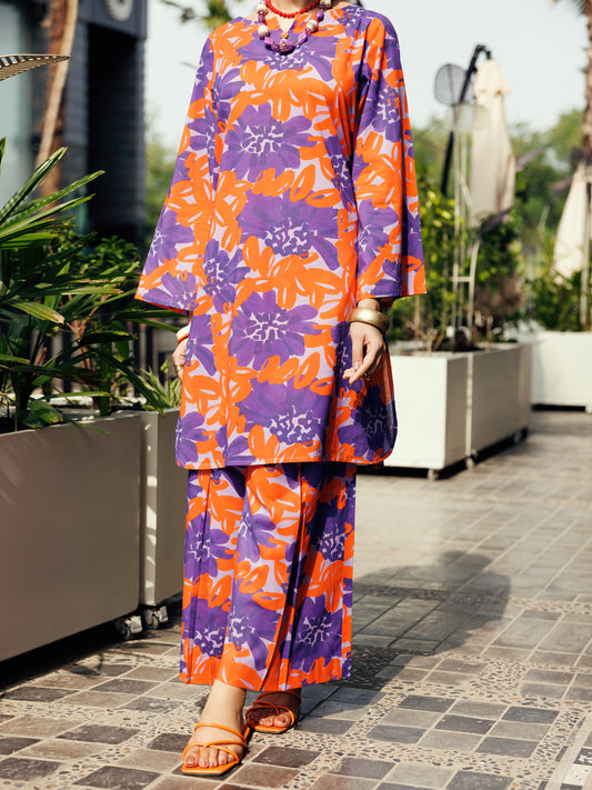 Purple Lawn Co-ord Set - ALP-2PS-SLKS-2238