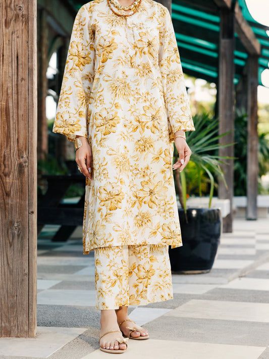 Beige Lawn Co-ord Set - ALP-2PS-SLKS-2239