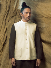 Cream Linen Cotton Waistcoat - ALCR-WC-002