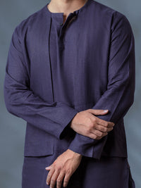 Deep Purple Linen Short Kurta - ALCR-K-009