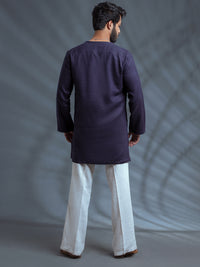Deep Purple Linen Short Kurta - ALCR-K-009