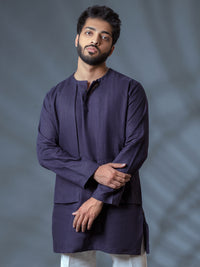 Deep Purple Linen Short Kurta - ALCR-K-009