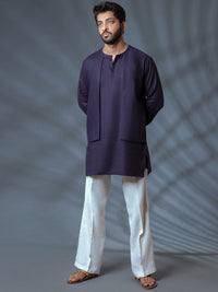 Deep Purple Linen Short Kurta - ALCR-K-009