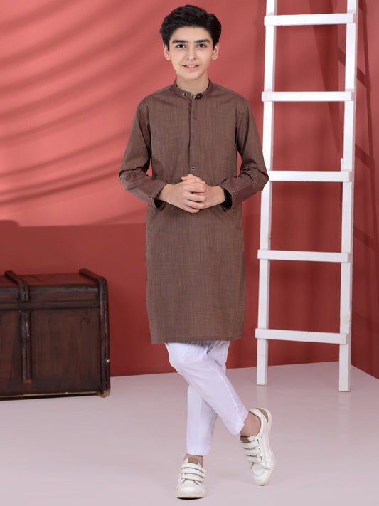 Brown Cotton Boy Kurta - ALT-K-010