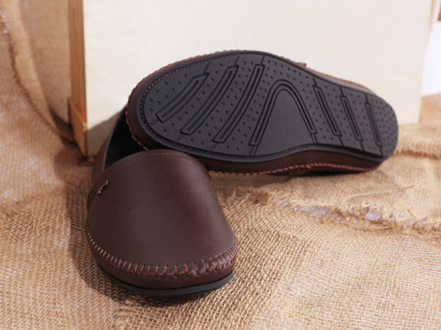 Coffee Leather Slip-On - AL-MSHO-012-R1-21