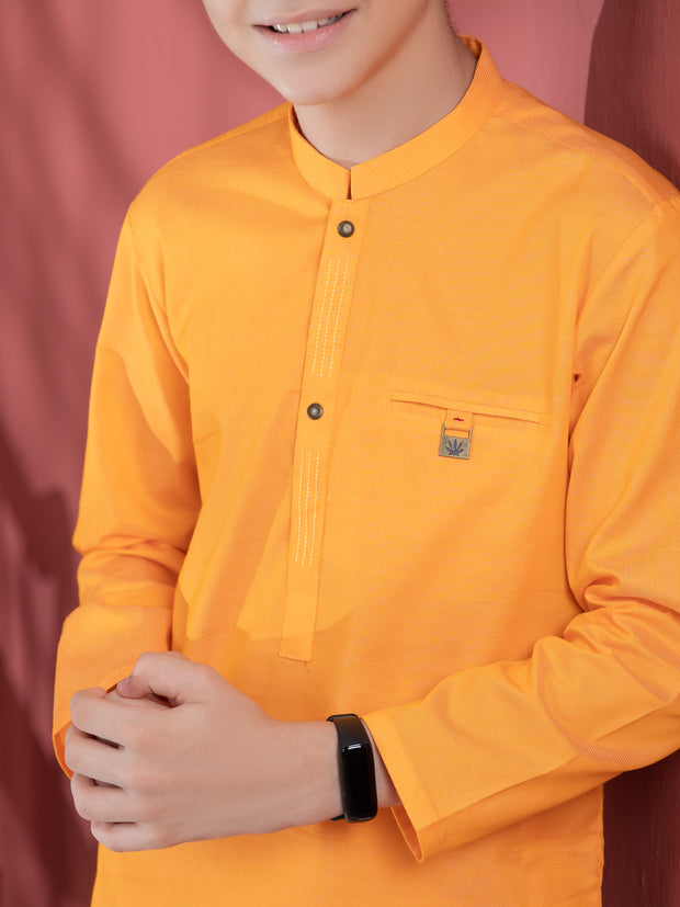 Bright Orange Blended Boy Kurta - ALT-K-012