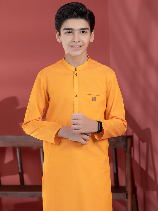 Bright Orange Blended Boy Kurta - ALT-K-012