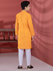 Bright Orange Blended Boy Kurta - ALT-K-012