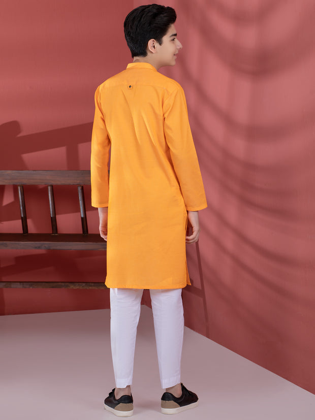 Bright Orange Blended Boy Kurta - ALT-K-012