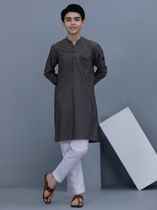 Grey Cotton Kurta - ALT-K-021A