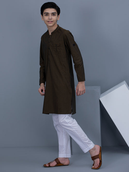 Olive Green Cotton Kurta - ALT-K-021B