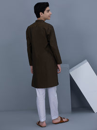 Olive Green Cotton Kurta - ALT-K-021B