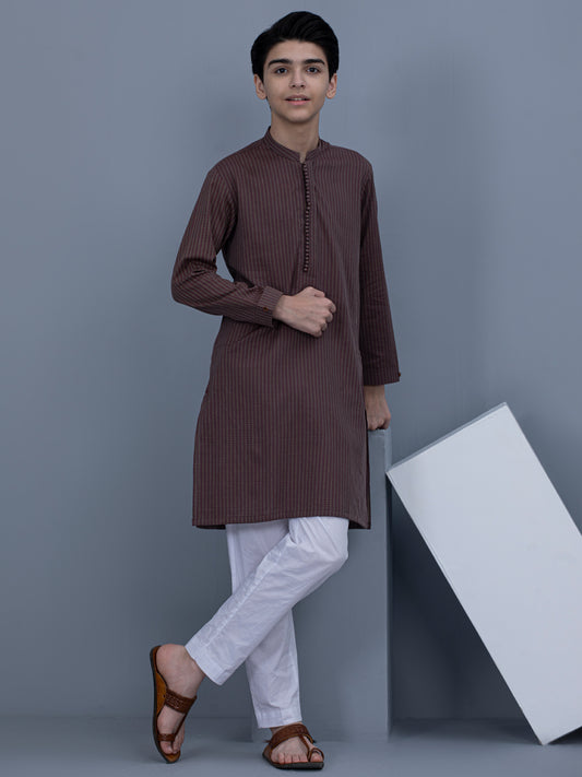 Dark Brown Cotton Kurta - ALT-K-023B