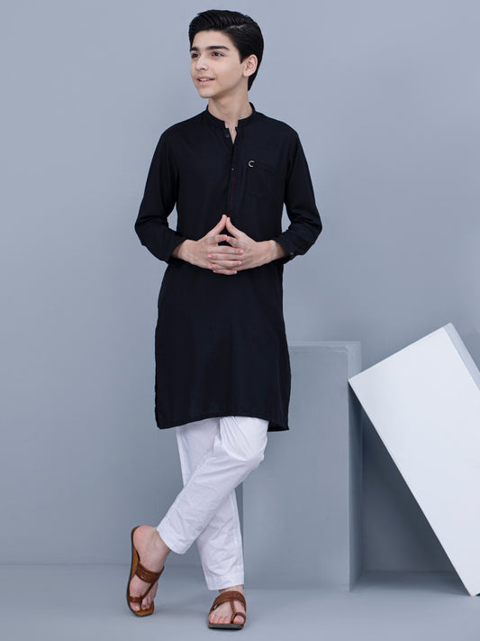 Black Blended Kurta - ALT-K-024B