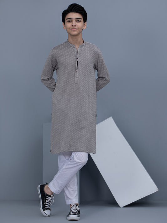 Light Grey Cotton Kurta - ALT-K-028