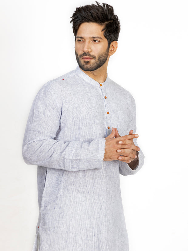 Light Grey Linen Short Kurta - ALCR-K-032