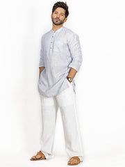 Light Grey Linen Short Kurta - ALCR-K-032