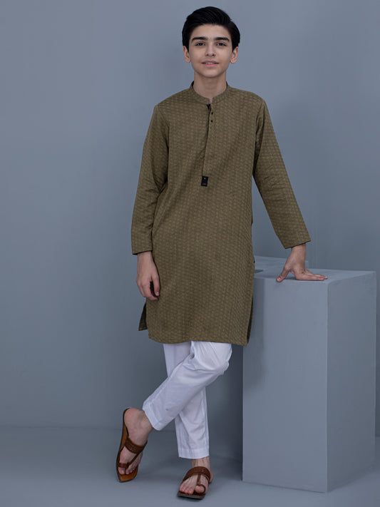Olive Green Cotton Kurta - ALT-K-029