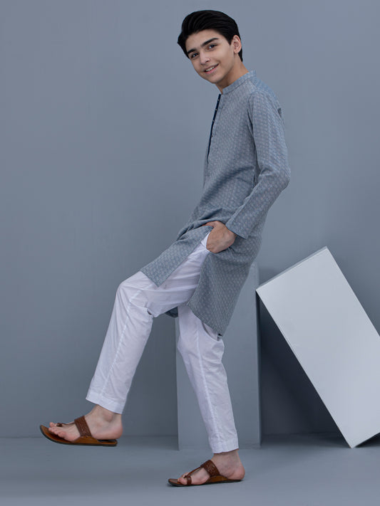 Light Blue Cotton Kurta - ALT-K-030