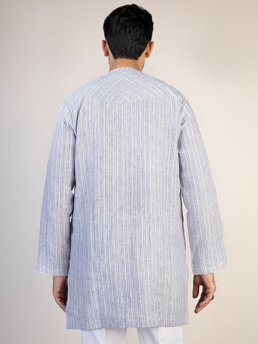 Grey Linen Short Kurta - ALCR-K-040