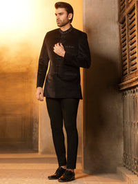 Navy Blue Blended Prince Coat - AL-PCS-040