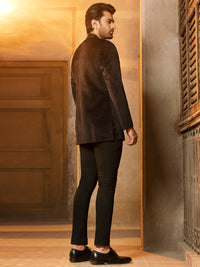 Navy Blue Blended Prince Coat - AL-PCS-040