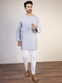 Grey Linen Short Kurta - ALCR-K-040