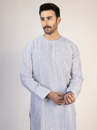 Grey Linen Short Kurta - ALCR-K-040