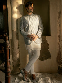 Grey Linen Prince Coat - AL-PCS-043