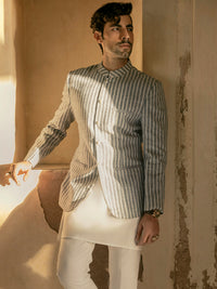 Grey Linen Prince Coat - AL-PCS-043
