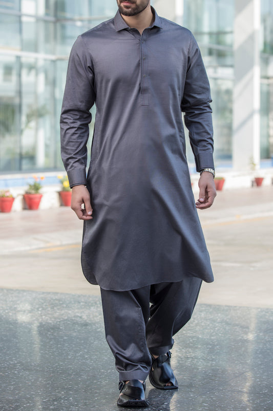 Grey Kameez Shalwar - ALWA-KS-061