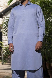 Blue Cotton Kameez Shalwar - ALWA-KS-076