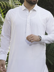 White Cotton Kameez Shalwar - ALWA-KS-069