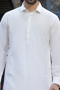Off White Cotton Kameez Shalwar - ALWA-KS-077