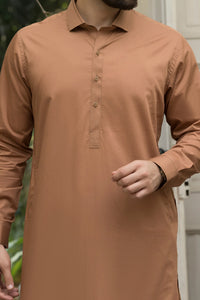 Sand Colored Cotton Kameez Shalwar - ALWA-KS-078