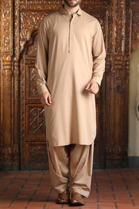 Sand Colored Brown Kameez Shalwar - ALWA-KS-089