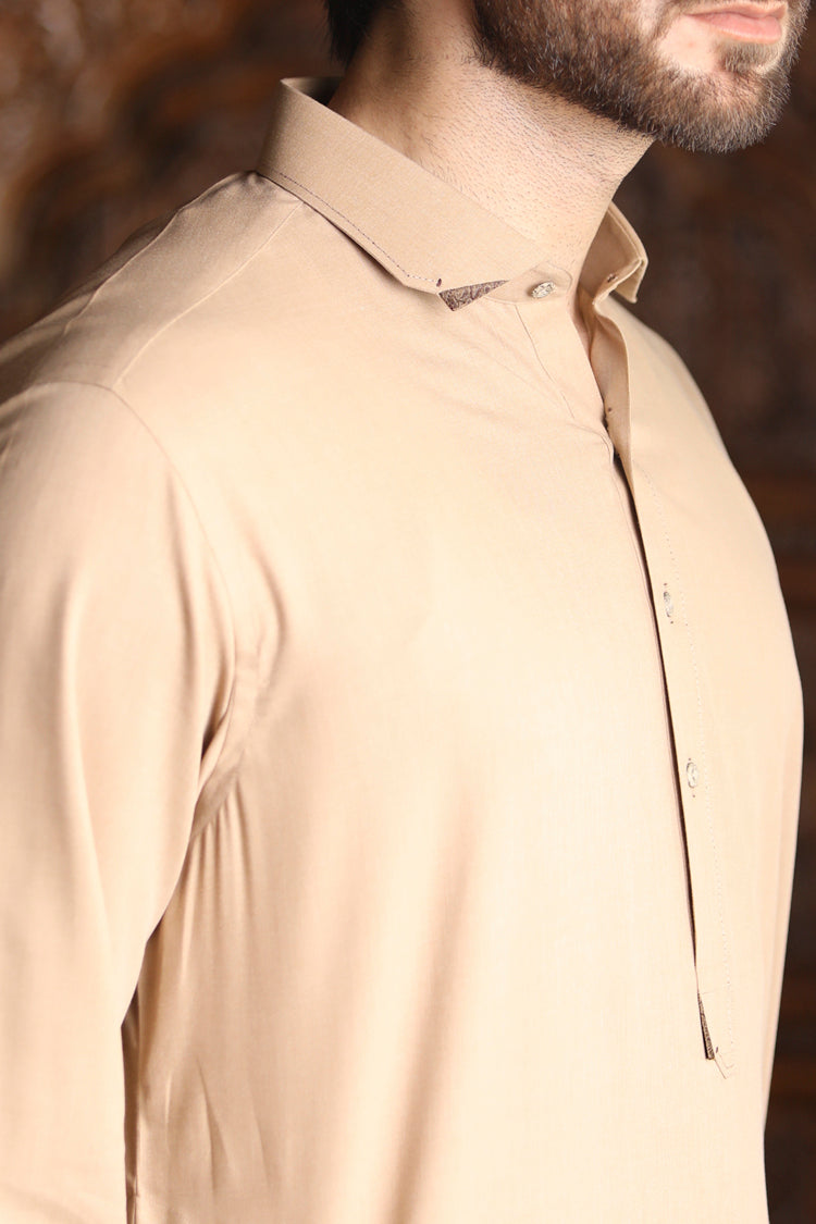 Sand Colored Brown Kameez Shalwar - ALWA-KS-089
