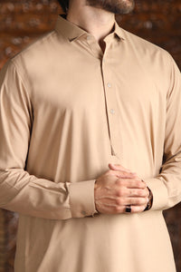 Sand Colored Brown Kameez Shalwar - ALWA-KS-089