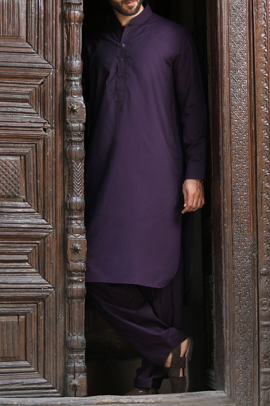 Purple Kameez Shalwar - ALWA-KS-093