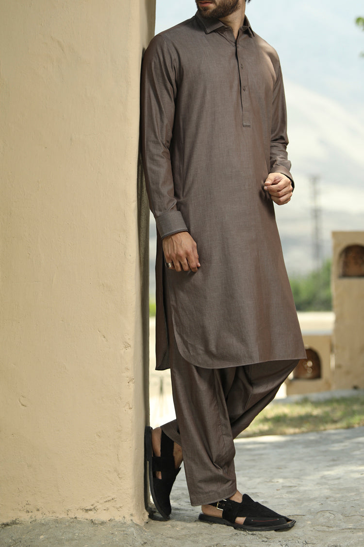 Brown Kameez Shalwar - ALWA-KS-094