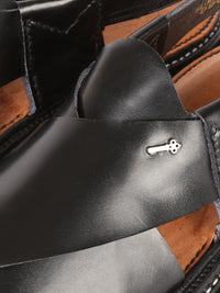 Black Leather Peshawari Chappal - AL-MFW-HC-096
