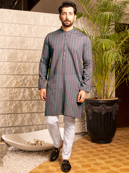 Grey Kurta - AL-K-1004