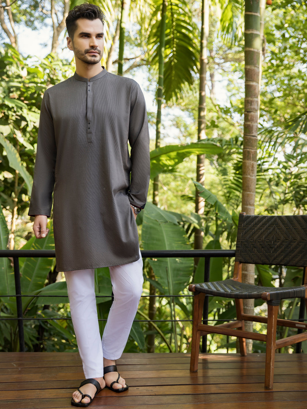 Grey Kurta - AL-K-1010