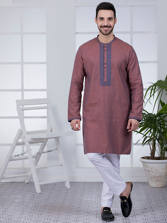 Dark Pink Cotton Kurta - AL-K-1012