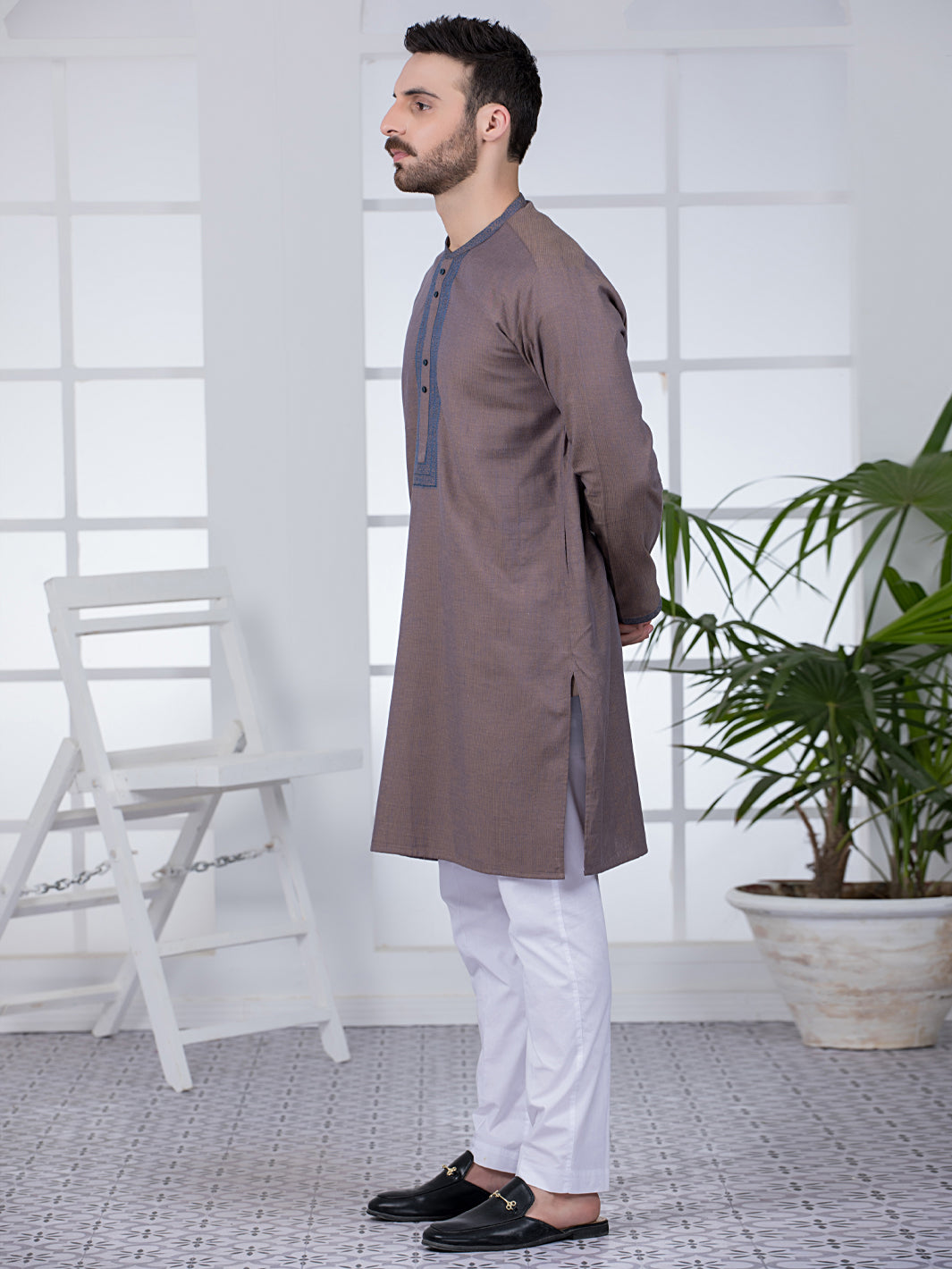 Brown Cotton Kurta - AL-K-1013