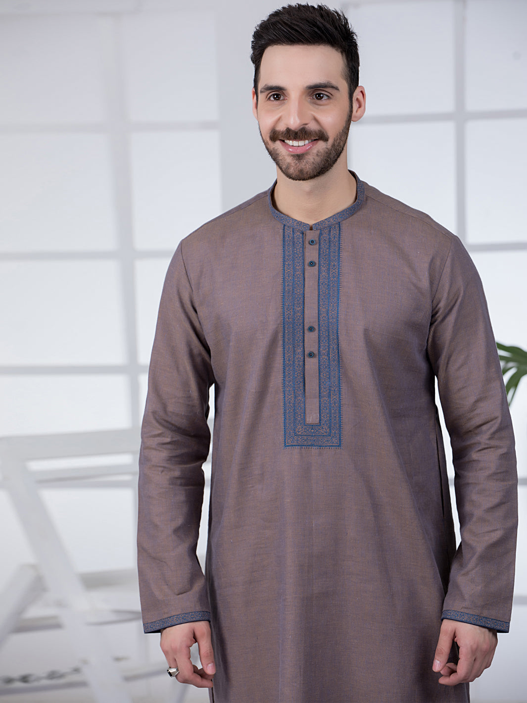Brown Cotton Kurta - AL-K-1013