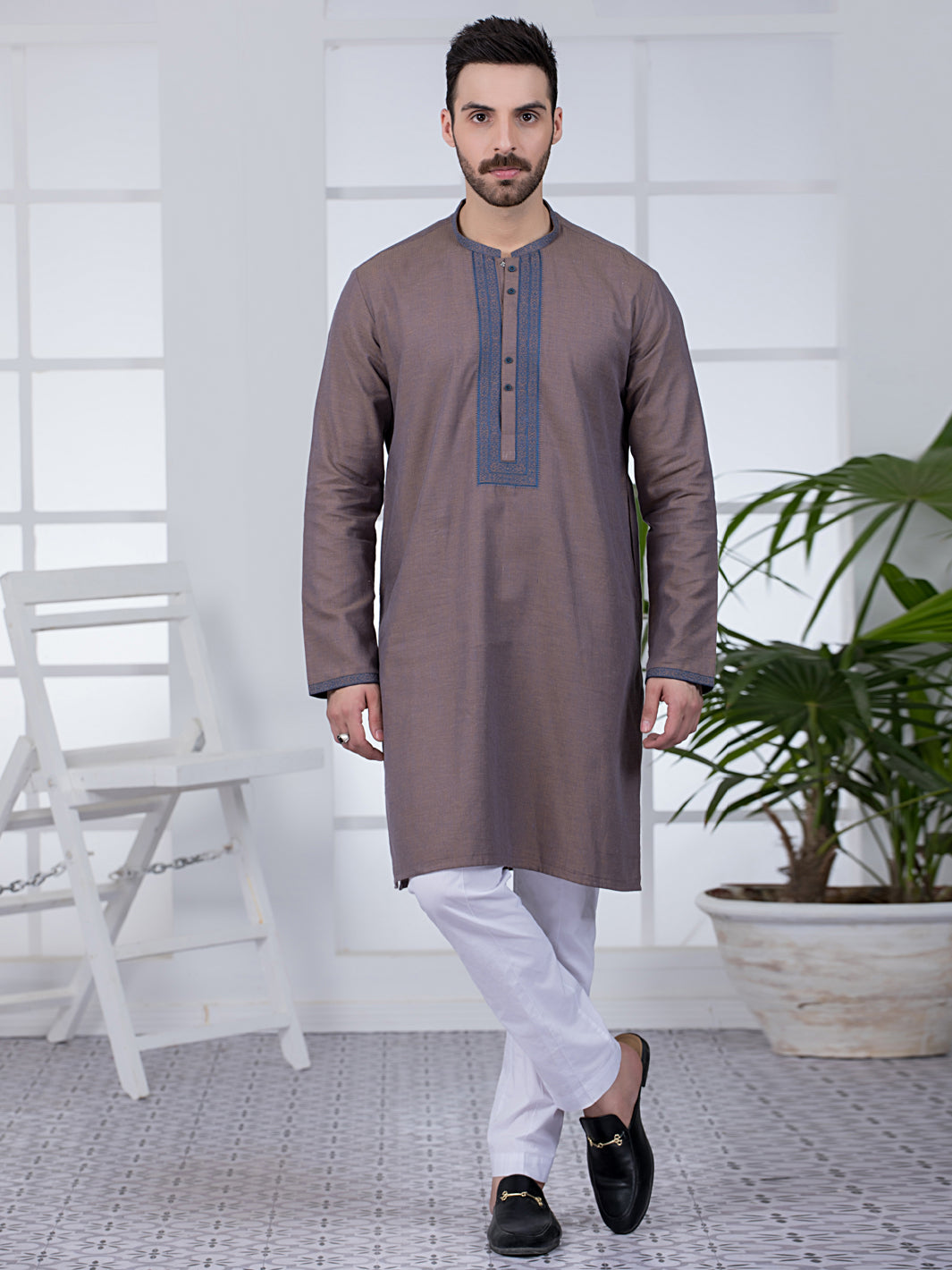 Brown Cotton Kurta - AL-K-1013